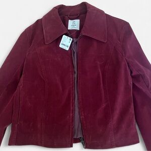 We the Free by Free People Burgundy Suede Zip-Front Jacket